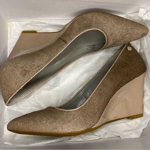 Calvin Klein - Nadya Pony wedges - light taupe - size 5 - like new w/box